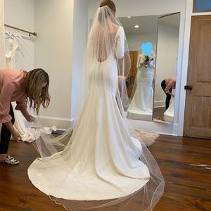 Theia Flora Wedding Dress (long sleeve, sheath)